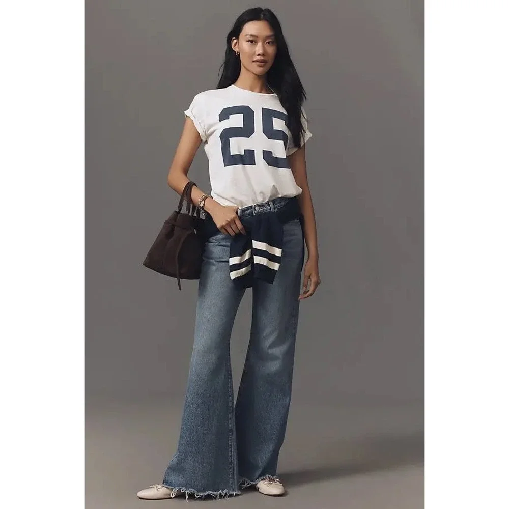 Frame The‎ Lax Mid-Rise Relaxed Flare Jeans Alderton Raw Fray Size 29 NWT NEW